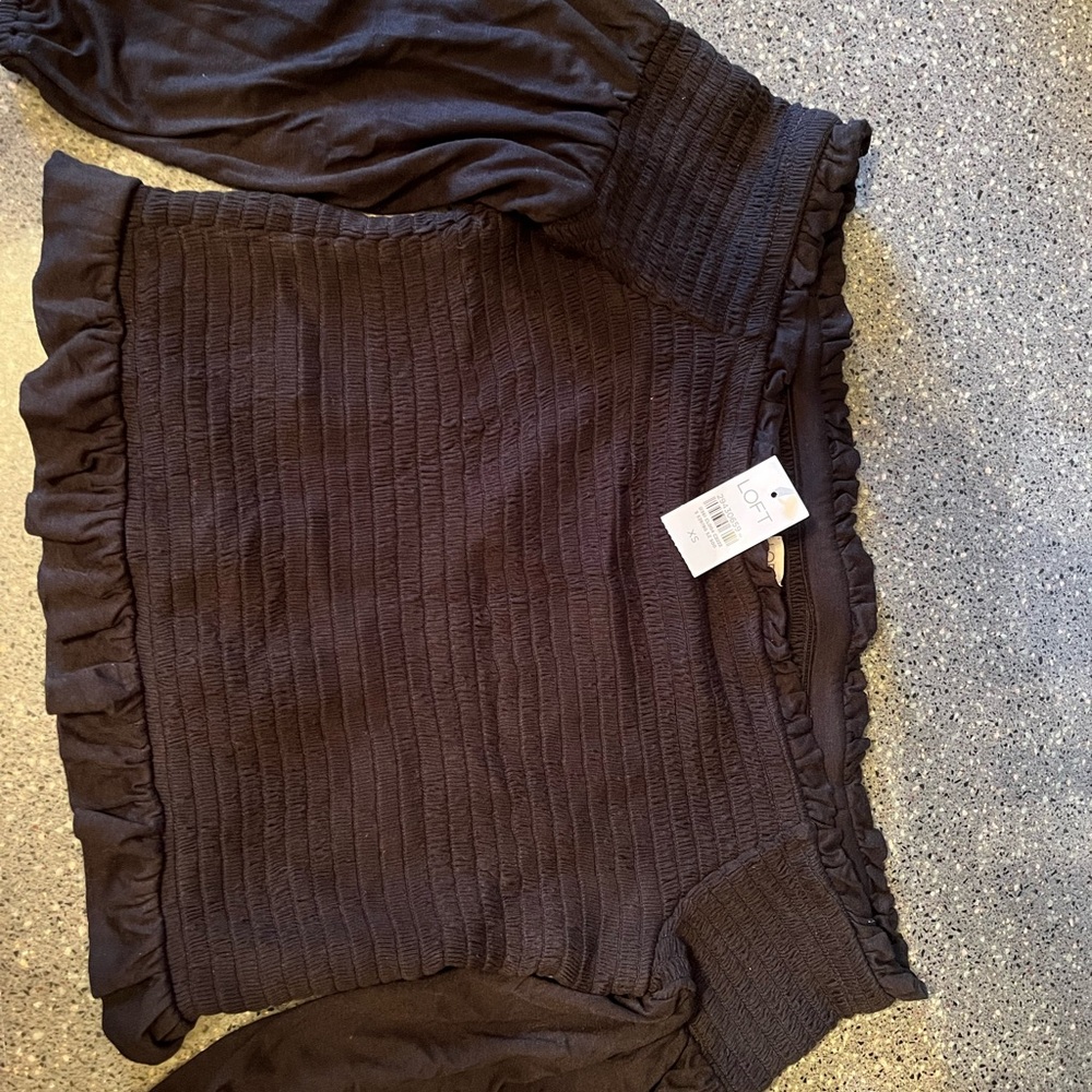 Black Ruffled Long Sleeve Top